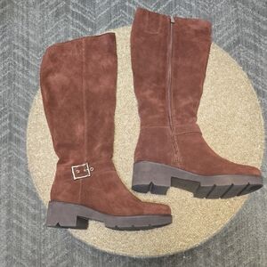 Brown Suede Knee-High Boots